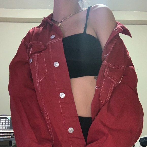 Zara Red Jean Jacket - Picture 1 of 3
